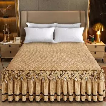 Утолщенное теплое покрывало на кровать, роскошный комплект постельного белья в стиле юбки, королевский размер, покрывало с вышивкой, хлопковое постельное белье Bed sheet 150x200cm