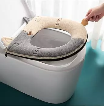 Утолщенное теплое сиденье для унитаза, бытовой чехол для унитаза, стиральная машина, замшевый чехол для унитаза, теплое универсальное сиденье для унитаза