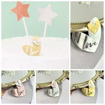 Утолщенное украшение для торта в форме сердца, двухцветный инструмент для вставки кексов ко Дню святого Валентина розового золота/серебряный