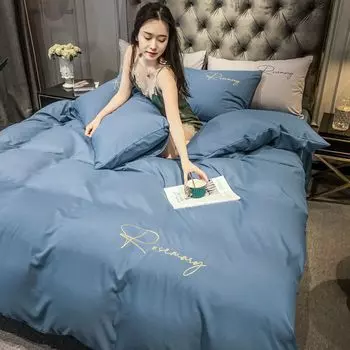 Утолщенное вышитое постельное белье, пододеяльник из четырех частей, простыня, комплект из трех частей для спальни 1.2m bed
