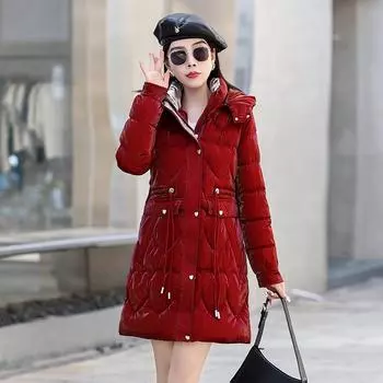 Утолщенное женское женское пальто средней длины, зимнее новое теплое пальто в западном стиле 2023 года L чёрный