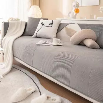 Утолщенные бархатные чехлы для диванов, нескользящий коврик для дивана, зимние теплые моющиеся чехлы для диванов для гостиной, однотонные мягкие диванные полотенца 70x70cm зелёный