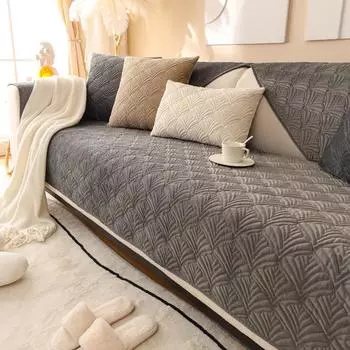 Утолщенные бархатные чехлы для диванов, нескользящий коврик для дивана, зимние теплые моющиеся чехлы для диванов для гостиной, однотонные мягкие диванные полотенца 70x70cm серый