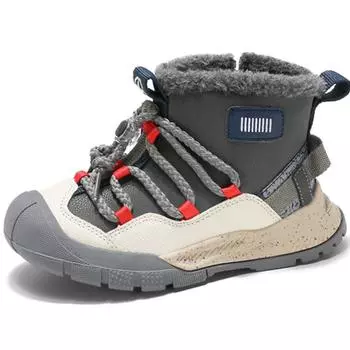 Утолщенные детские ботинки, нескользящие, теплые, средние, зимние ботинки из хлопка для мальчиков и девочек 30 серый/синий