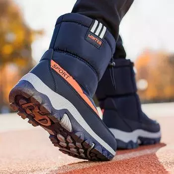 Утолщенные детские ботинки, нескользящие теплые зимние ботинки среднего размера с кошками, зимняя повседневная непромокаемая хлопковая обувь для мальчиков и девочек 37 зелёный