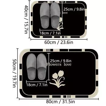 Утолщенные фланелевые набивные коврики для ванной комнаты, впитывающие и устойчивые к грязи, коврики для ног в душевой, нескользящие коврики для туалета 400MMx600MM