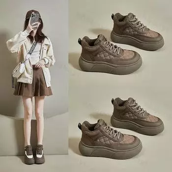 Утолщенные флисовые подкладки для женщин, зимние новые ботинки для снега, водонепроницаемая нескользящая теплая обувь, высокие хлопковые туфли, спортивная повседневная обувь 35 бежевый