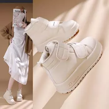 Утолщенные флисовые зимние ботинки женские зимние новые студенческие флисовые термо-хлопковые ботинки женские короткие ботинки KT 35 чёрный