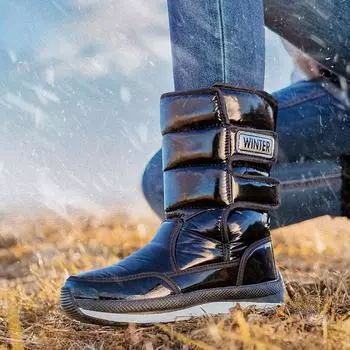 Утолщенные хлопковые ботинки зимние бархатные теплые женские средние зимние легкие нескользящие ботинки для снега 36