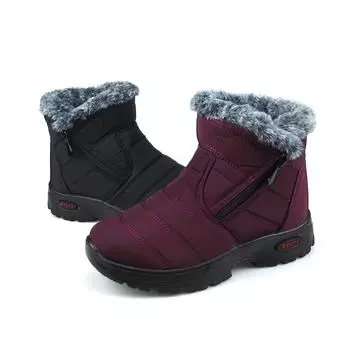 Утолщенные и плюшевые зимние ботинки. Зимние термосапоги со средним рукавом. Противоскользящие и водонепроницаемые. 35 чёрный