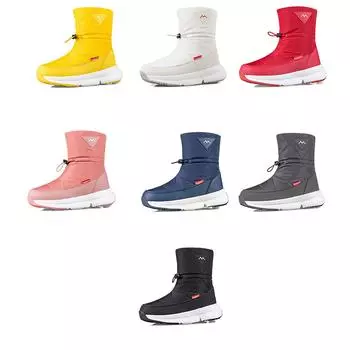 Утолщенные и теплые женские зимние ботинки, нескользящая повседневная бархатная зимняя спортивная обувь до середины икры, большие хлопковые туфли 40 чёрный