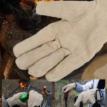 Утолщенные износостойкие теплоизоляционные защитные перчатки для барбекю на открытом воздухе для кемпинга серебряный серый