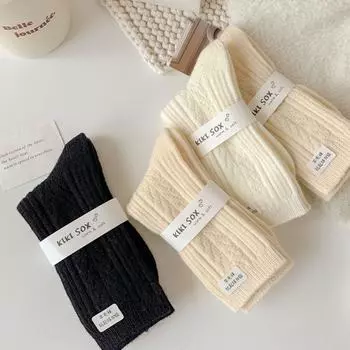 Утолщенные кашемировые шерстяные носки дышащие теплые носки модные термо длинные носки белый