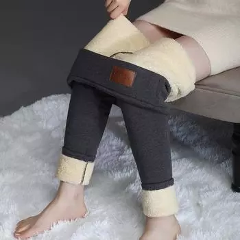 Утолщенные леггинсы из шерпы, женские осенние и зимние бархатные длинные брюки «все в одном», верхняя одежда с завышенной талией, теплые хлопковые брюки и бархатные брюки-карандаш. 4XL чёрный