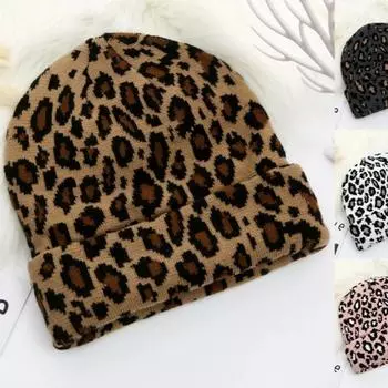 Утолщенные леопардовые жаккардовые шапки унисекс, модные осенне-зимние теплые шапки в стиле хип-хоп, винтажные вязаные шапки для женщин и мужчин one size хаки