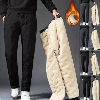 Утолщенные мужские брюки из бархата Plus Velvet, зимние прямые повседневные леггинсы из овечьего бархата, теплые, ветрозащитные и водонепроницаемые брюки для снега 7XL