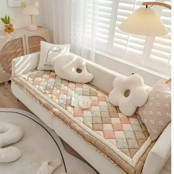 Утолщенные нескользящие подушки для дивана и эркера из чистого хлопка с ручной строчкой для всех сезонов 50*50CM серый