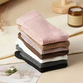 Утолщенные носки Майяра для осени и зимы, теплые носки до середины голени для женщин, носки для сна из кашемира one size чёрный