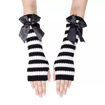 Утолщенные перчатки с половиной пальца для взрослых, ветрозащитные перчатки с декором в виде банта, зимние перчатки для вождения, верховой езды, активного отдыха белый