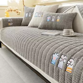 Утолщенные плюшевые чехлы для диванов, нескользящие теплые коврики для дивана, полотенца для гостиной, универсальные подушки для дивана в стиле кошачьих лапок A 70x70