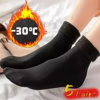 Утолщенные плюшевые термоноски осень-зима для женщин и девочек, однотонные модные носки средней длины, мягкие и удобные повседневные носки-тапочки