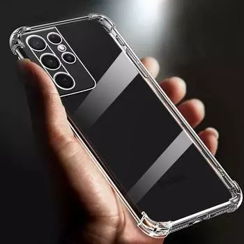 Утолщенные противоударные прозрачные мягкие чехлы для телефонов 6,8 дюйма для Samsung Galaxy S21 Ultra, прозрачная задняя крышка 5G SM-G998B/DS For Samsung S21Ultra чистый