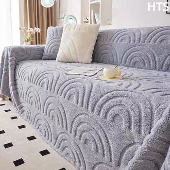 Утолщенные пушистые чехлы для диванов, нескользящие коврики для диванов, зимние теплые моющиеся чехлы для диванов для гостиной, однотонное мягкое полотенце для дивана 90X180