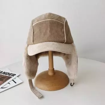 Утолщенные пушистые шапки-ушанки Детские осенне-зимние велосипедные ветрозащитные кепки Универсальные летные шапки, замедляющие старение elastic верблюд