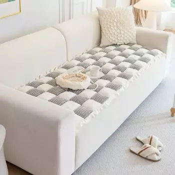 Утолщенные решетчатые диванные подушки, лоскутные подушки ручной работы, приготовленные на пару, противоскользящие подушки для дивана из шпона цельного дерева, плюшевые подушки для эркера 50*50cm