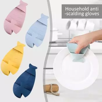 Утолщенные теплоизоляционные клипсы Перчатки для защиты от ожогов Перчатки для кухни и дома Термостойкие теплоизоляционные перчатки One Size синий