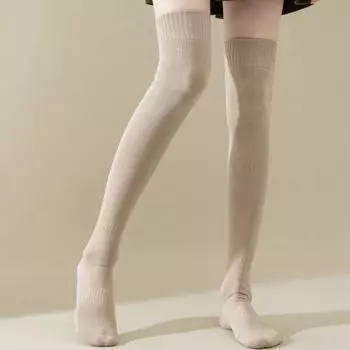 Утолщенные теплые шерстяные гольфы чулки для женщин шерстяные круговые однотонные осенне-зимние высокие шерстяные гольфы Calcetines One Size чёрный