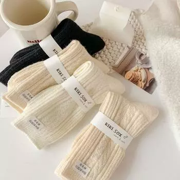 Утолщенные термоноски длинные дышащие теплые носки женские чулки белый