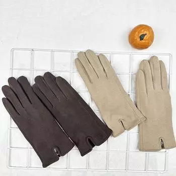 Утолщенные термоперчатки из немецкого бархата для пальцев, женские уличные спортивные перчатки, защищающие от холода, можно касаться экрана бежевый