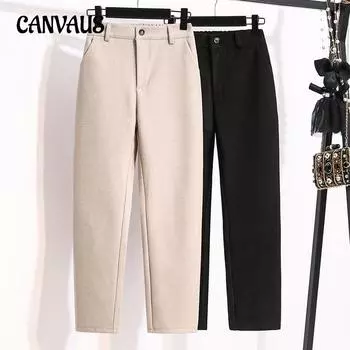 Утолщенные твидовые брюки для женщин, осенне-зимние прямые брюки больших размеров, повседневные брюки 3XL хаки