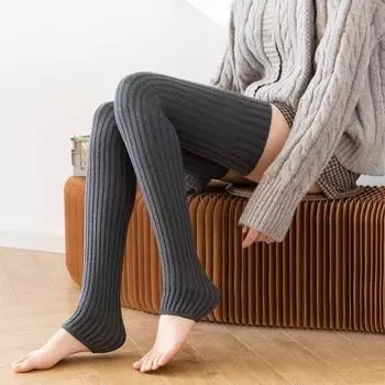 Утолщенные удлиненные шерстяные носки с рукавами для ног Длинные носки выше колена с ворсом Женские носки Осень-зима Леггинсы Носки для йоги One Size белый