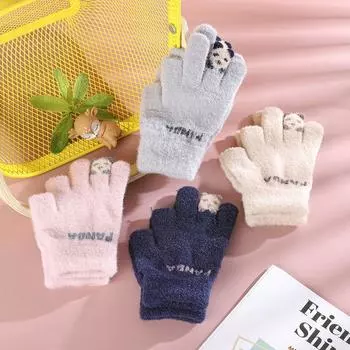 Утолщенные водительские перчатки с пятью пальцами панда корейские женские зимние перчатки для отдыха на природе розовый