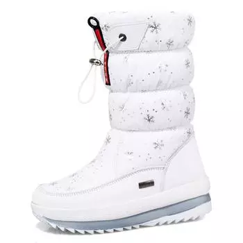 Утолщенные женские большие теплые ботинки среднего размера, зимние зимние ботинки, нескользящие повседневные зимние теплые ботинки 39 белый