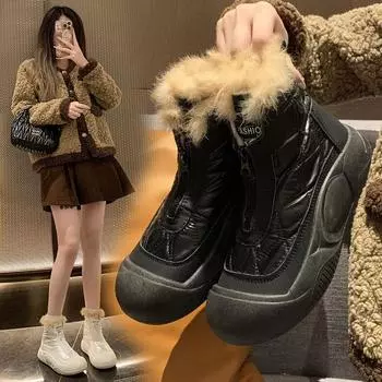 Утолщенные женские зимние ботинки с флисовой подкладкой 2023 года, новый стиль, удобные, теплые, уникальные, модные, короткие ботинки оптом 35