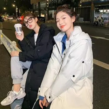 Утолщенные женские зимние пальто и куртки, парки с широкой талией и свободной черной одеждой с капюшоном S бежевый