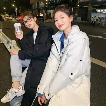 Утолщенные женские зимние пальто и куртки, парки с широкой талией и свободной черной одеждой с капюшоном S бежевый