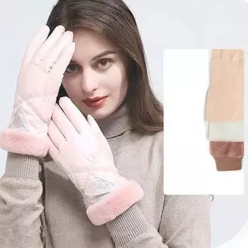 Утолщенные зимние варежки теплые перчатки для езды на мотоцикле милые женские лыжные перчатки для вождения чёрный