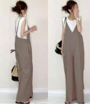 Утолщенный 5-цветный японский комбинезон широкого кроя с подтяжками - Коллекция Лето 2024