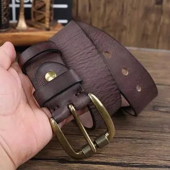 Утолщенный американский ретро мужской ремень ручной работы, первый слой чистой коровьей кожи, джинсы с медной пряжкой, ремень из натуральной кожи Ami Kaji хаки