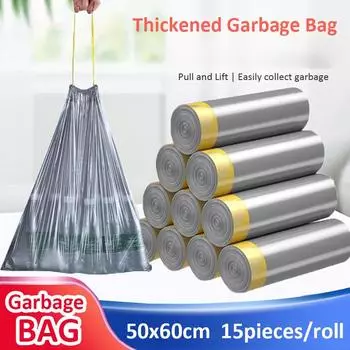 Утолщенный автоматический удобный пластиковый пакет для домашней кухни, одноразовый мешок для мусора с завязкой 50x60CM