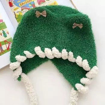 Утолщенный бант-пуловер, шапка, вязаная шерстяная шапка, модная шапка с медвежьими ушками, шапка, аксессуары для одежды серый/розовый