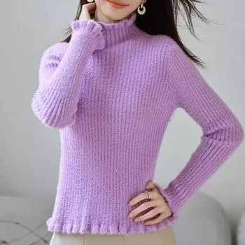 Утолщенный бархатный свитер для женщин, новый стиль, осенне-зимняя нижняя одежда, тонкий и высококачественный свитер с полуводолазкой для женщин S