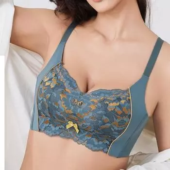 Утолщенный бюстгальтер большого размера, кружевной бюстгальтер с вышивкой, без стального кольца, с тонкой регулировкой чашек, бюстгальтер для маленькой и большой груди. 70A белый