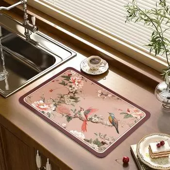 Утолщенный чайный коврик в китайском стиле, кухонная столешница, водопоглощающая подставка, нескользящая, не моется 40x50cm