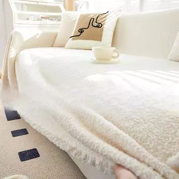 Утолщенный чехол для дивана, не царапающийся, полотенце, нескользящий чехол для дивана, кремовый чехол для дивана, осеннее и зимнее плюшевое одеяло 180*130cm