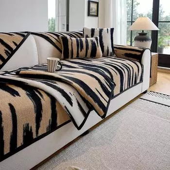 Утолщенный чехол для дивана с имитацией кролика, плюшевый чехол для гостиной, роскошный нескользящий мягкий диван, полотенце, подушка для дивана, чехол для дивана в форме буквы L для дома 70x70 A